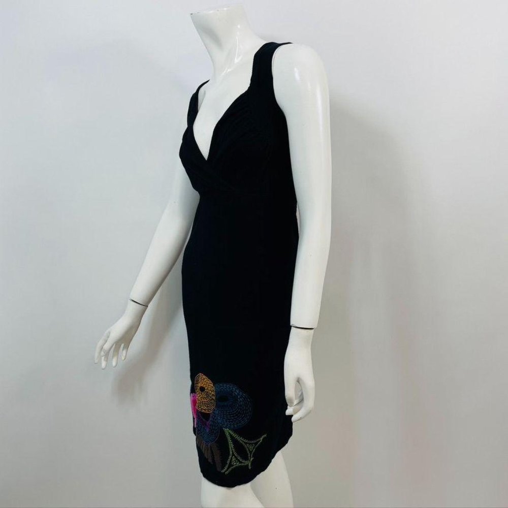 Desigual Black Knit Floral Embroidered Dress - Picture 4 of 8